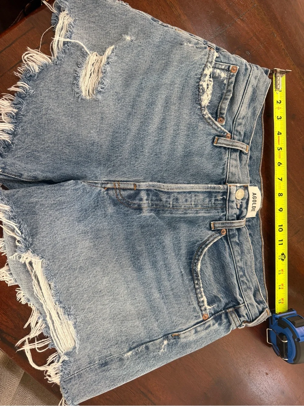 Agolde Parker Long Denim Cutoff Shorts